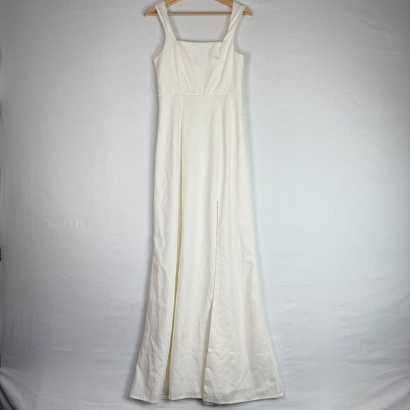 Show Me Your MuMu Paris Maxi Slit Gown White Stretch M - Picture 3 of 13
